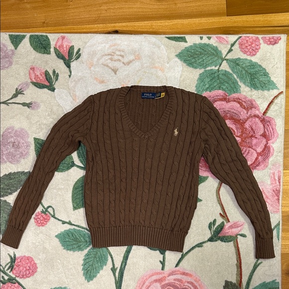 Polo by Ralph Lauren Women's Brown V-Neck Sweater - Picture 1 of 3
